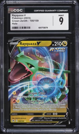 2023 Pokemon Sword & Shield Crown Zenith Holo Rayquaza V #100 CGC 9 MINT