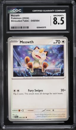 2024 Pokemon Scarlet & Violet Shrouded Fable Meowth #48 CGC 8.5 NM-MT+