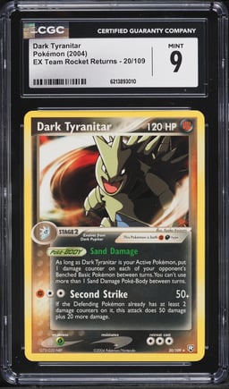 2004 Pokemon EX Team Rocket Returns Dark Tyranitar #20 CGC 9 MINT