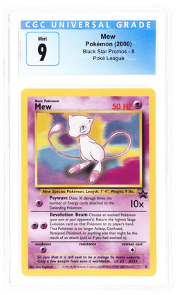 2000 Pokemon Wizards of the Coast Black Star Promo Pokemon League Mew #8 CGC 9