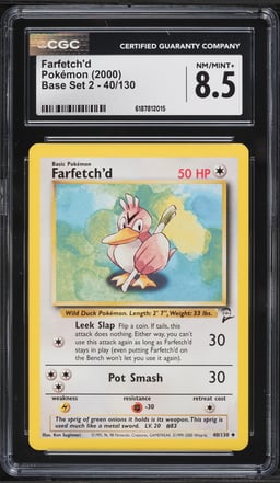 2000 Pokemon Base Set 2 Farfetch'd #40 CGC 8.5 NM-MT+