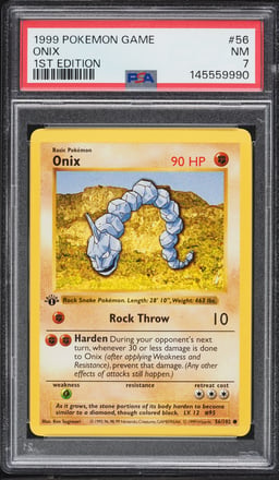 1999 Pokemon Base Set Shadowless 1st Edition Onix #56 PSA 7 NRMT