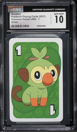 2021 Pokemon Japanese Playing Cards Pocket UNO Green Grookey #1 CGC 10 GEM MINT