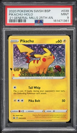 2020 Pokemon SWSH Promo General Mills 25th Anniversary Holo Pikachu #SWSH039 PSA 9 MINT