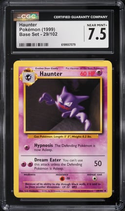 1999 Pokemon Base Set Haunter #29 CGC 7.5 NRMT+