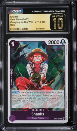 2025 One Piece Carrying On His Will Shanks #OP13-065 CGC 10 PRISTINE