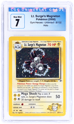 2000 Pokemon Gym Heroes Holo Lt. Surge's Magneton #8 CGC 7