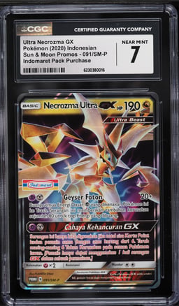2020 Pokemon Indonesian SM Promo Indomaret Pack Purchase Ultra Necrozma GX #91 CGC 7 NRMT