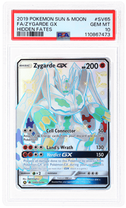 2019 Pokemon Sun and Moon Hidden Fates Shiny Vault Zygarde Gx #SV65 PSA 10