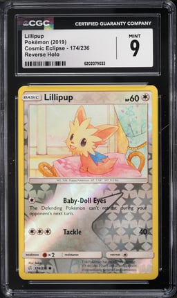 2019 Pokemon Cosmic Eclipse Reverse Holo Lillipup #174 CGC 9 MINT