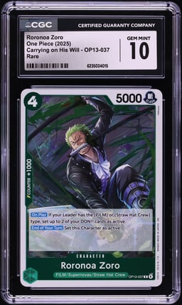 2025 One Piece Carrying On His Will Roronoa Zoro #OP13-037 CGC 10 GEM MINT