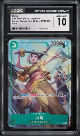 2024 One Piece Bandai Games Fest '23 Alt Art Okiku #OP01-035 CGC 10 GEM MINT