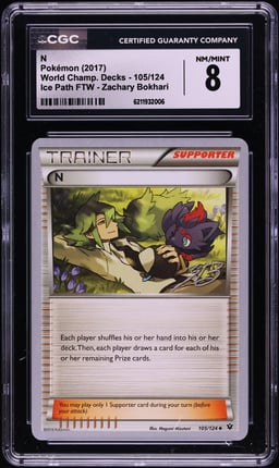 2017 Pokemon World Championships Decks Ice Path FTW Zachary Bokhari N #105 CGC 8 NM-MT