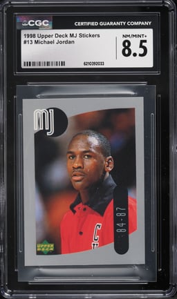 1998 Upper Deck MJ Stickers Michael Jordan #13 CGC 8.5 NM-MT+