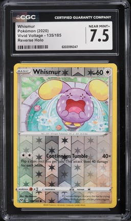 2020 Pokemon Sword & Shield Vivid Voltage Reverse Holo Whismur #135 CGC 7.5 NRMT+