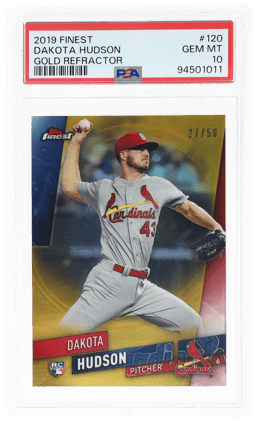 2019 Finest Gold Refractor Dakota Hudson #120 27/50 PSA 10
