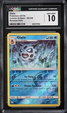 2019 Pokemon Cosmic Eclipse Reverse Holo Glalie #48 CGC 10 GEM MINT