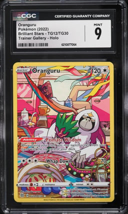 2022 Pokemon Sword & Shield Brilliant Stars CHR Oranguru #TG12 CGC 9 MINT