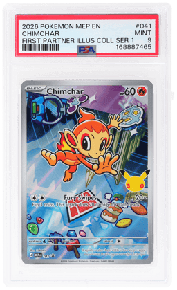 2025 Pokemon Mega Evolution Black Star Promo First Partner Illustration Collection Series 1 Chimchar #041 PSA 9
