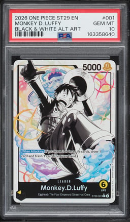 2026 One Piece Starter Deck Egghead Black & White Alt Art Monkey D. Luffy L #ST29-001 PSA 10