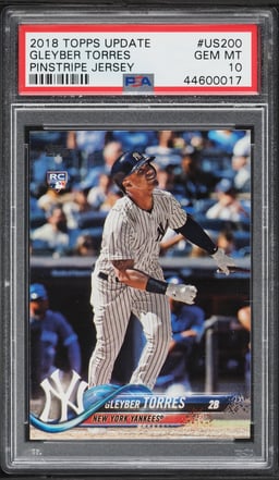 2018 Topps Update Pinstripe Jersey Gleyber Torres ROOKIE #US200 PSA 10 GEM MINT