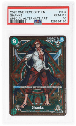 2025 One Piece A Fist of Divine Speed Special Alternate Art Shanks #ST16-004 PSA 10