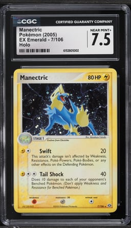 2005 Pokemon EX Emerald Holo Manectric #7 CGC 7.5 NRMT+