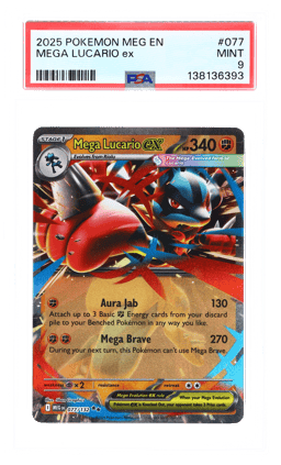 2025 Pokemon Mega Evolution Mega Lucario Ex #077 PSA 9