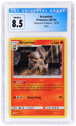 2019 Pokemon Sun and Moon Detective Pikachu Arcanine #6 CGC 8.5