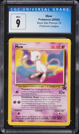 2000 Pokemon League Black Star Promo Mew #8 CGC 9 MINT