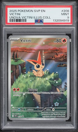 2025 Pokemon Scarlet & Violet Promo Unova Illustration Collection Full Art Victini #208 PSA 9