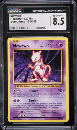 2016 Pokemon XY Evolutions Mewtwo #51 CGC 8.5 NM-MT+