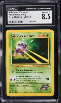 2000 Pokemon Gym Heroes Sabrina's Venonat #96 CGC 8.5 NM-MT+