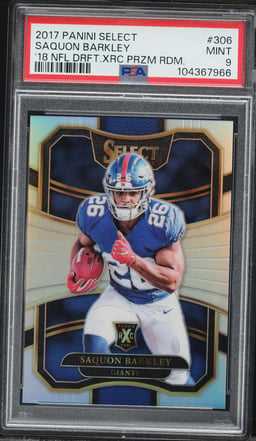 2017 Select XRC '18 Silver Prizm Saquon Barkley ROOKIE #306 PSA 9 MINT