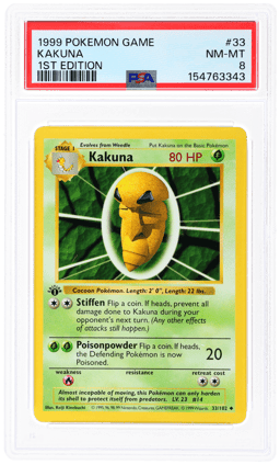 1999 Pokemon Game 1st Edition Kakuna #33 PSA 8
