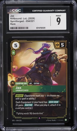 2026 Riftbound League Of Legends LoL Spiritforged Jax #54 CGC 9 MINT