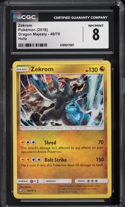 2018 Pokemon Dragon Majesty Holo Zekrom #46 CGC 8 NM-MT
