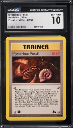 1999 Pokemon Fossil 1st Edition Mysterious Fossil #62 CGC 10 GEM MINT