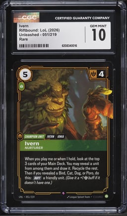2026 Riftbound League Of Legends LoL Unleashed Ivern #051 CGC 10 GEM MINT
