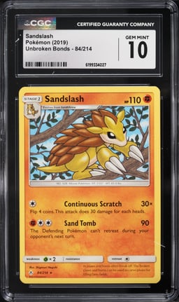 2019 Pokemon Sun & Moon Unbroken Bonds Sandslash #84 CGC 10 GEM MINT