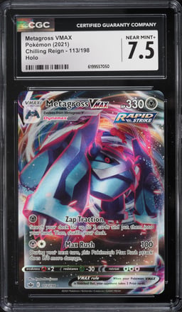 2021 Pokemon Sword & Shield Chilling Reign Full Art Metagross VMAX #113 CGC 7.5 NRMT+