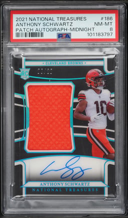 2021 National Treasures Midnight Anthony Schwartz ROOKIE PATCH AUTO /20 #186 PSA 8 NM-MT