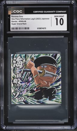 2023 One Piece Japanese Bandai Niformation Log.6 Roronoa Zoro #SW6-06 CGC 10 GEM MINT