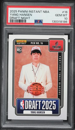 2025 Panini Instant NBA Draft Night Yang Hansen ROOKIE /16826 #16 PSA 10 GEM MINT