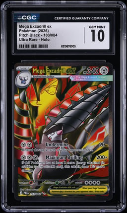 2026 Pokemon Mega Evolution Pitch Black Full Art Mega Excadrill Ex #103 CGC 10 GEM MINT