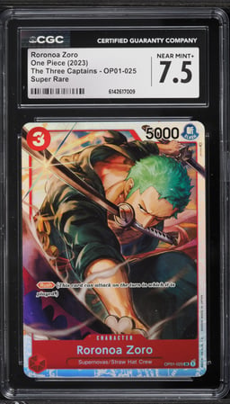 2023 One Piece The Three Captains SR Roronoa Zoro #OP01-025 CGC 7.5 NRMT+