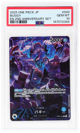2025 One Piece English 2nd Anniversary Set Japanese Buggy #OP09-042 PSA 10