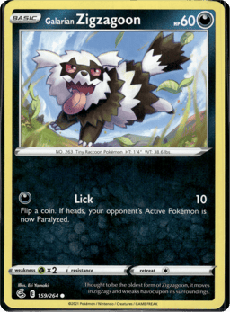2021 Galarian Zigzagoon #159 Fusion Strike