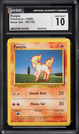 1999 Pokemon Base Set Ponyta #60 CGC 10 GEM MINT