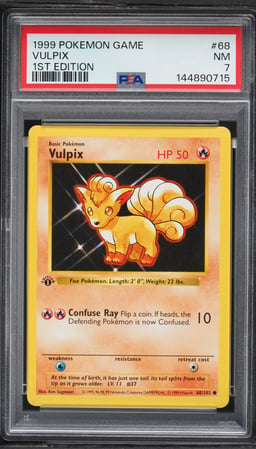 1999 Pokemon Base Set Shadowless 1st Edition Vulpix #68 PSA 7 NRMT